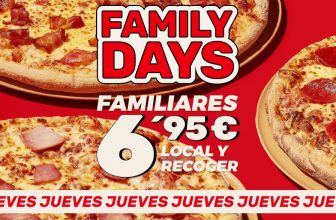 Pizza familiar 6,95€ c/u en local y recoger